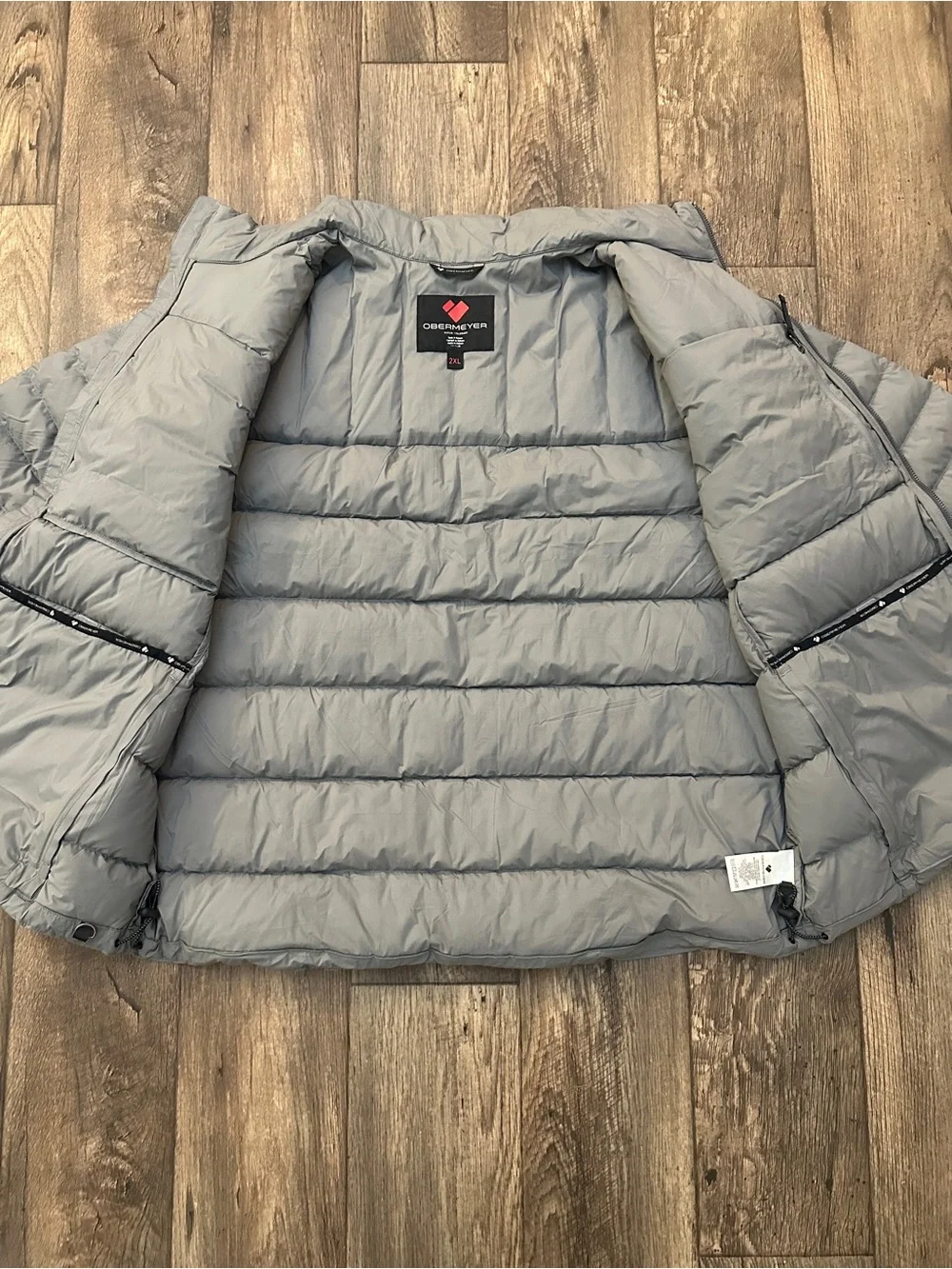 Obermeyer Klaus Down 800 FP Lightweight Winter Nylon Jacket Men's Size 2XL Gray